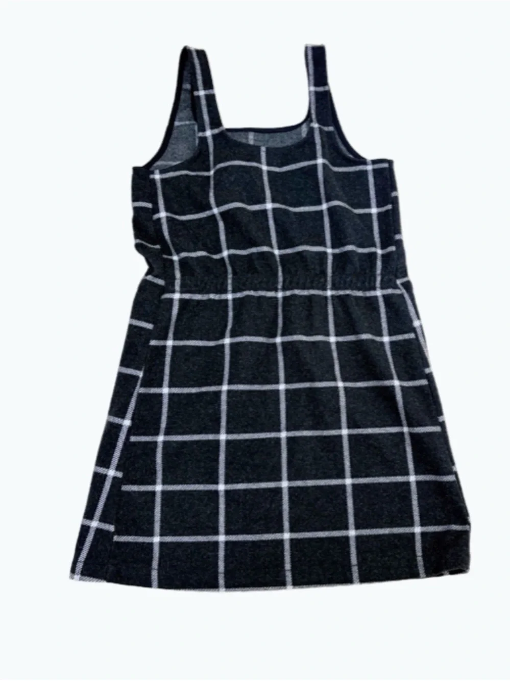 Abercrombie & Fitch Windowpane Pinafore Dress in Dark Gray White Girls 15/16